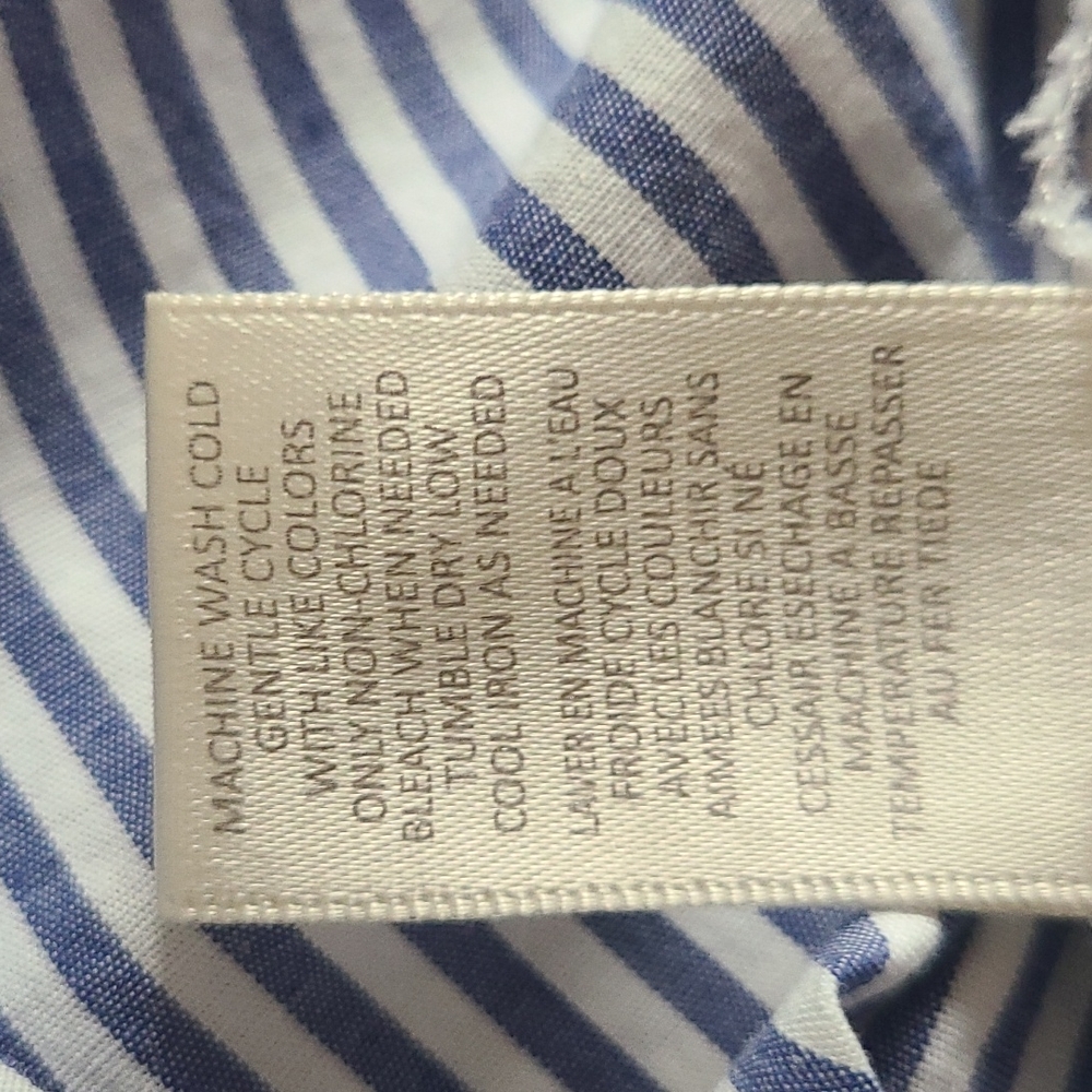 Love, Fire Off the Shoulder Blouse Top. Sz Large Blue/White Striped - Picture 8 of 8